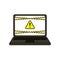 Vector Laptop Icon with Dangerous Ribbons and Triangle Sign, Isolated.