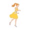 Vector late young woman, girl hurrying up