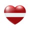 Vector Latvia Flag Heart icon. Latvian glossy emblem. Country love symbol. Isolated illustration