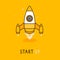 Vector launch icon in flat style - space rocket