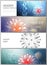 Vector layout of headers, banner design template for website footer, horizontal flyer, website header backgrounds. 3d