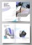 Vector layout of two A4 format modern cover mockups design templates for bifold brochure, magazine, flyer, booklet. Blue