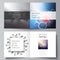 Vector layout of two cover templates for square bifold brochure, flyer, cover design, book design, brochure cover. 3d