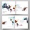 Vector layout of two covers templates for square bifold brochure, flyer, cover design, book design, brochure cover