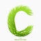 Vector letter C of juicy grass alphabet. Green C symbol consisting of growing grass. Realistic alphabet of organic