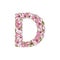 Vector letter D of apple tree flowers.