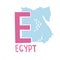 Vector. Letter E and country Egypt.