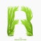 Vector letter R of juicy grass alphabet. Green R symbol consisting of growing grass. Realistic alphabet of organic