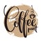 Vector lettering with coffee point words on painted background. Hand written calligraphy.