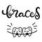 Vector lettering illustration about orthodontic treatment and dental healthcare with the image of braces on teeth. EPS10