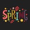 Vector lettering Spring with decorative flower