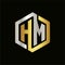 Vector letters of elegant HM color logos