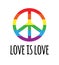 Vector lgbt rainbow flag peace with love is love