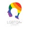 Vector LGBTQA symbol. Pride flag background. Icon for gay, lesbian, bisexual, transsexual, queer and allies person. Can