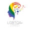 Vector LGBTQA symbol. Pride flag background. Icon for gay, lesbian, bisexual, transsexual, queer and allies person. Can