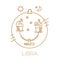 Vector Libra sign of zodiac. Scales, cake, cupcake in circles of golden color on a white background.