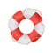 Vector lifebuoy on a white background, red and white safety torus whith a rope, help drowning illustration for web, stickers