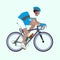 Vector Light-Blue White Racing Cyclist Illustration