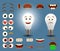 Vector light bulb emoji maker, emoticon creator