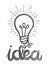 Vector light bulb icon with concept of idea. Doodle hand drawn s