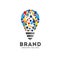Vector light bulbs with particle dots logo