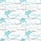 Vector Light California Cities Animals Travel Seamless Pattern with Los Angeles, San Francisco, Turtles, and Whales.