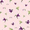 Vector Light pink hummingbird Origami birds with flowers background pattern