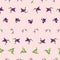 Vector Light pink little hummingbird Origami birds background pattern