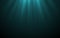 Vector Light Rays in Dark Turquoise Underwater Ocean Background. Deep Sea Stormy Water with Plankton Dust Particles. Sun Light