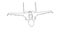 Vector line art airplane design. Military plane black contour outline sketch illustration isolated on white background