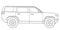 Vector line art car, concept design. Vehicle black contour outline sketch illustration isolated on white background