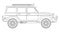 Vector line art car, concept design. Vehicle black contour outline sketch illustration isolated on white background.