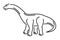 Vector line art with cartoon stylized diplodocus