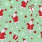 Vector line art doodle cute dancing cats illustration. Christmas seamless pattern