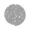 Vector line art linear spiral icon of finger print - black and white