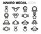 Vector line award medal icons set