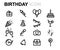 Vector line birthday icons set