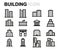 Vector line buildings icons set