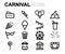 Vector line carnival icons set