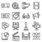 Vector line cinema icons set.