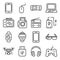 Vector line Devices and gadgets icons set.