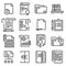 Vector line documents icons set