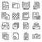 Vector line documents icons set