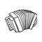 vector line drawing accordion music instrument, doodle one lineart