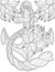 Vector line drawing anchor decorated flowers. Digital lineart image ship rope floral decoration. Outline artwork design