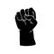 vector line drawing. black man raised fist. simple illustration in doodle style, rally icon, picket, struggle for racial equality