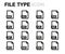 Vector line file type icons set