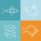 Vector line fish logos and signs