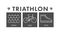 Vector line and flat triathlon logo and symbol.