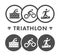 Vector line and flat triathlon logo and symbol.